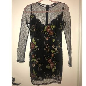 Black LF dress, lacy with flowers